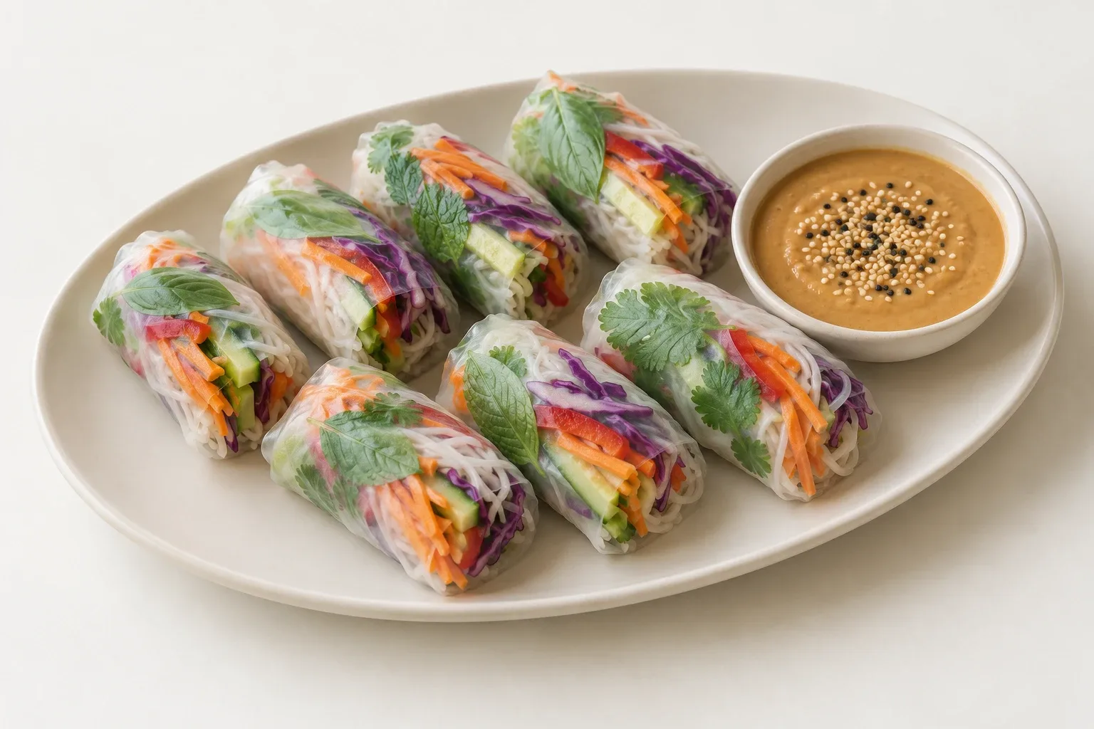 Vegetarian Summer Rolls with Peanut Dipping Sauce